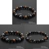Tiger Eye Natural Stone Beaded Bracelet With Electroplated Finish For Unisex Gift Giving