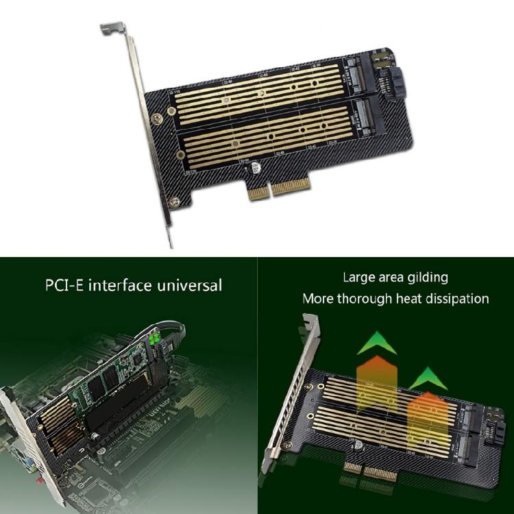 M.2 NVME Accelerator-kort Dubbla SSD-enheter till PCIE-adapterkort Stöder M+B-nyckel SSD-enheter till PCIE-omvandlare NVME-adapterkort