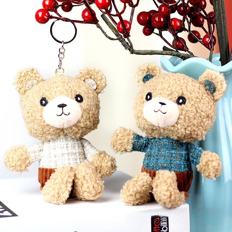 Adorable Mini Plush Teddy Bear Keychain Short Plush Stuffed Toy Bag Accessory