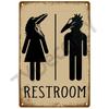 Figure de Dessin Animé Rétro Humoristique Panneau Métallique Imprimé Toilettes Salle de Bain Plaque Murale Drôle Bar Pub Décoration Suspendue à la Porte Intérieure