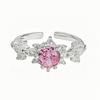 Colored Treasure Zircon Bow Row Diamond Opening Ring Niche High-End Sense Light Luxury Exquisite Personality Super Fairy Index Finger Ring Woman