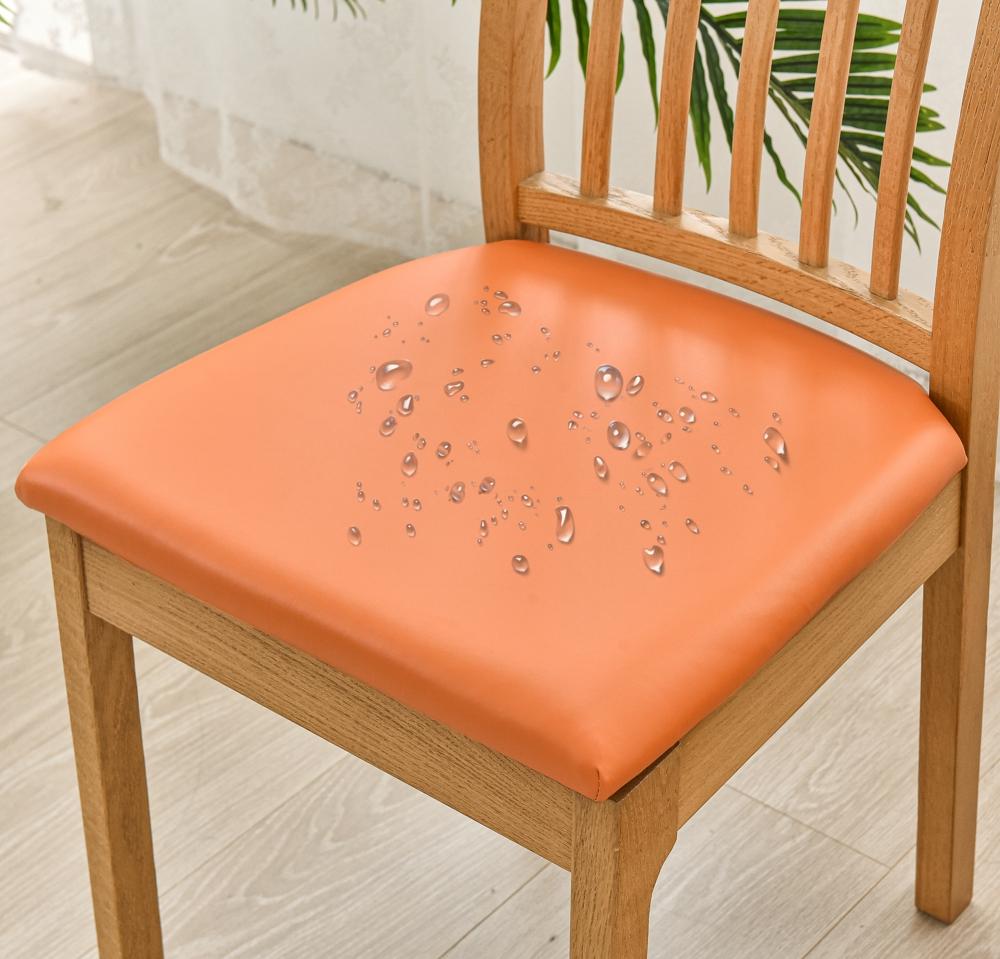 Chair Seat Covers PU Leather Square Chair Cushion Cover Waterproof Kitchen Removable Dining Room Upholstered Seat Slipcovers