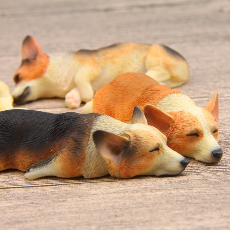 Warm Series, Sleepy Series, Corgi Model, Super Cute Shiba Inu Figurine, Fridge Magnet Doll