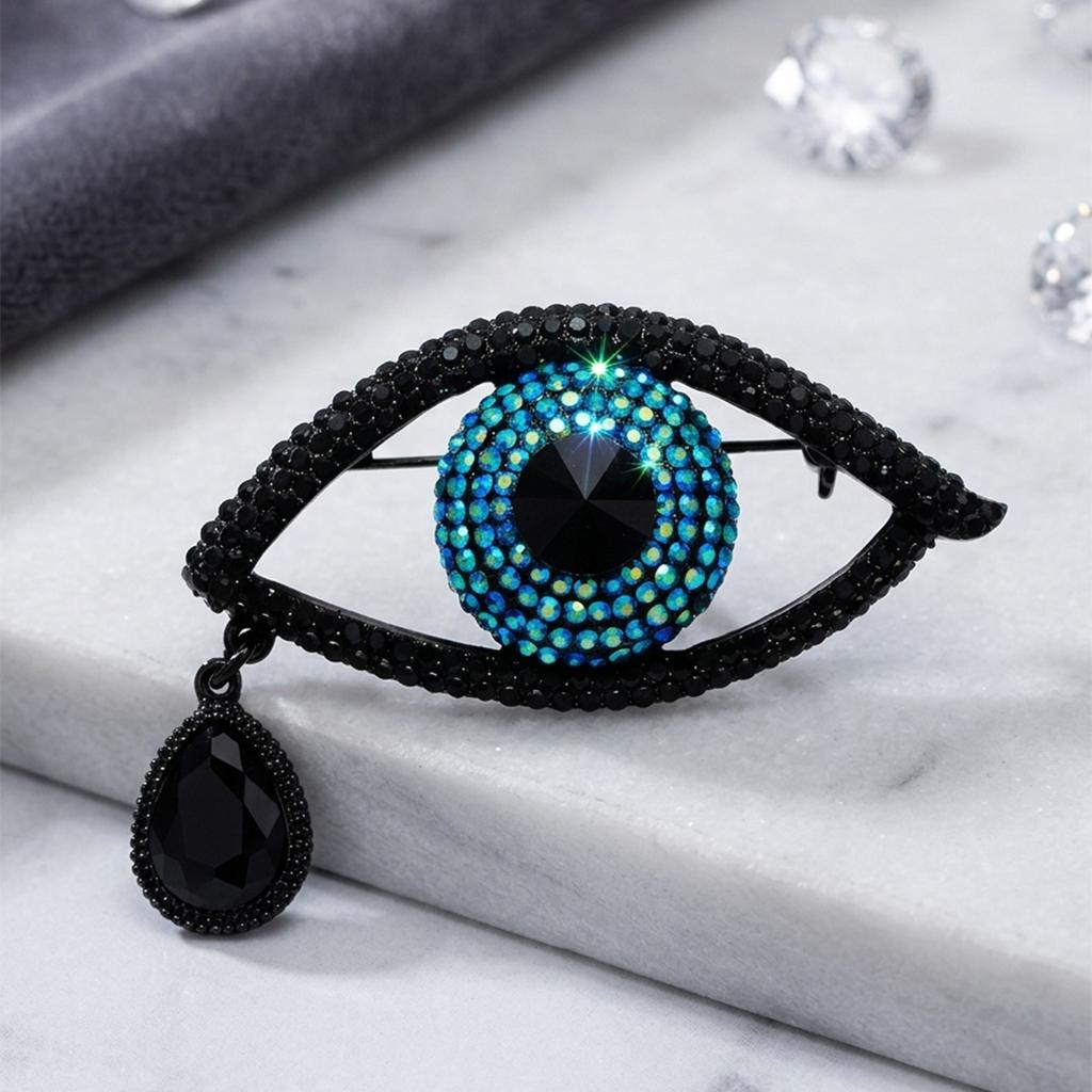 Devil's Eye Brooch - Full Diamond Retro Eye Pin - Fashionable and Unconventional Design