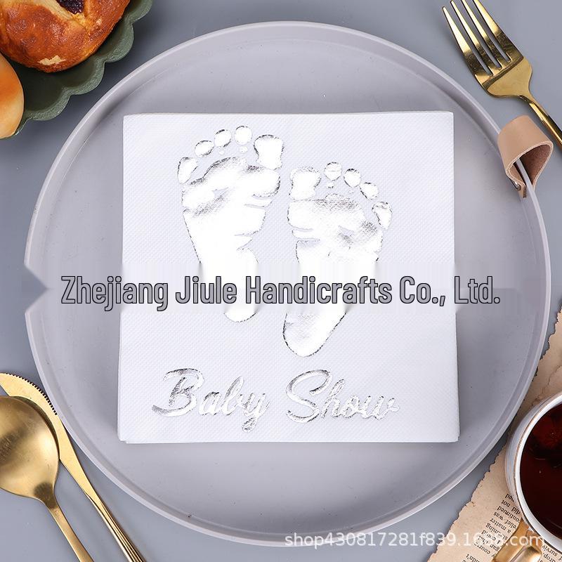 Gold & Silver Hot Stamped Happy Birthday Napkins for Party Decorations