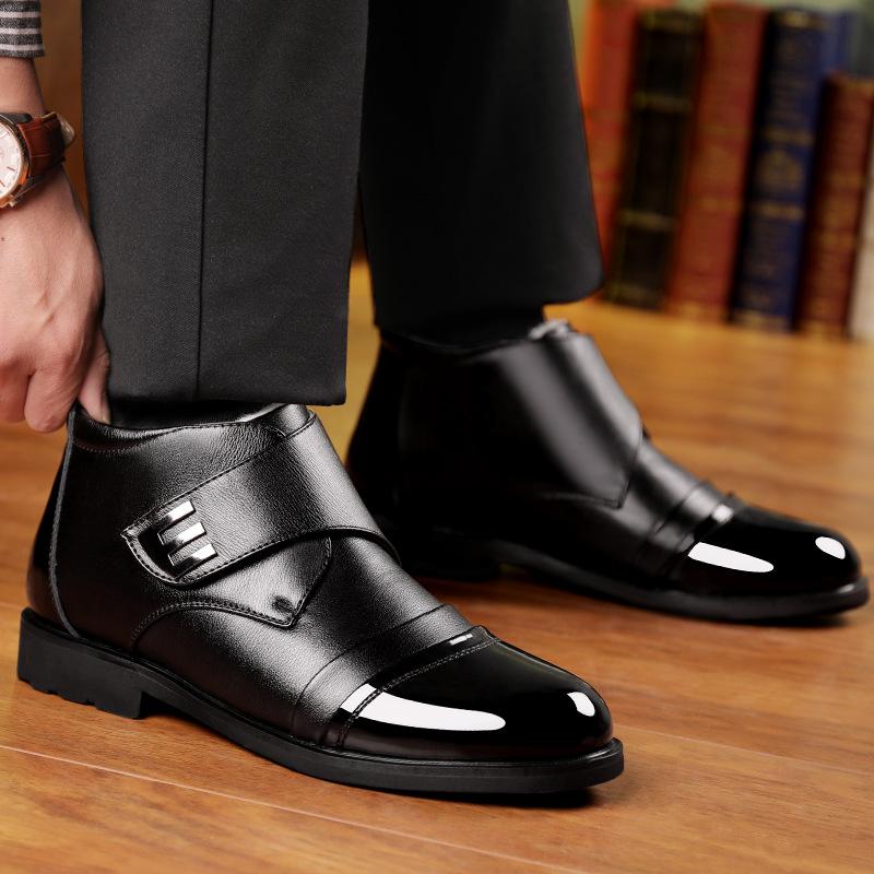 2025 Winter New Men's Business Dress Leather Shoes Men's High-top Warm Cotton Shoes Cold-resistant Warm Cotton Shoes 7688