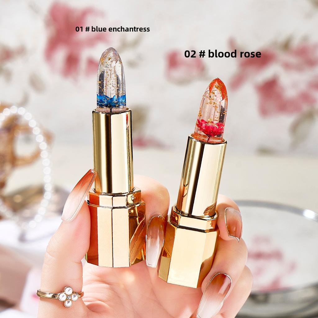 Lotus Flower Jelly Lipstick Color Change Moisturizing Repair Anti-Crack Long-Lasting Non-Stick Temperature Sensitive Lip Care