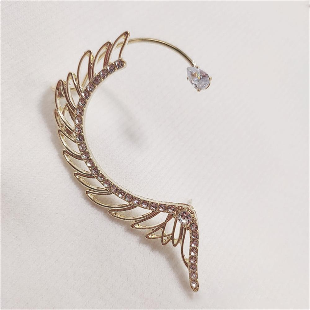 Gold Silver Color Metal Wings Ear Clips Luxury Pretty Earrings Without Piercing Zircon Ear Cuff for Women Fashion Jewelry Gifts