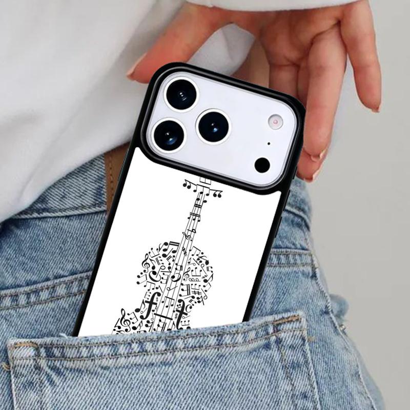 Musical Notes Violin Classical Phone Case for iPhone 17ProMax 12 13 14 15 16e 17 Pro Max Plus Air Cover