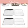 Stainless 4pcs Steel Baking Tray Rack Bbq Roaster Oven Cooling Rack Sheet Square