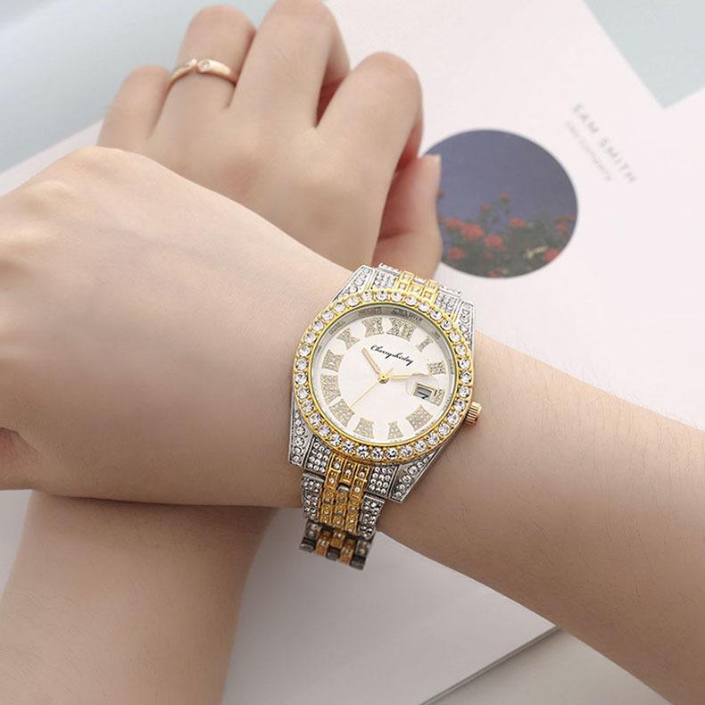 Roman Numeral Diamond Women's Quartz Watch - Fashionable New Design
