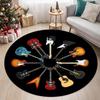 Guitar Theme Music Round Area Rug Vintage Musical Home Decor Carpet Soft Non-slip Floor Protection Mat for Living Room Bedroom