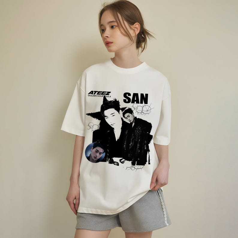Retro Ateez Sanshirt, Ateez Golden Hour Part 4 Shirt, Ateez Welttournee 2026 Shirt, Ateez Mitglieder Kpop Shirt, Ateez Adrenaline Shirt L beige