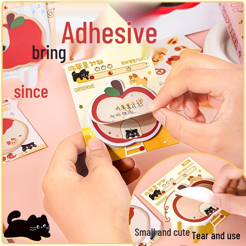 Creative Apple-Shaped Sticky Notes: High-Quality, Irregular Design, Excellent Adhesion, Perfect for Student Diaries and Office Messages.
