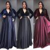 African Women's Deep V Velvet Long Sleeve Swing Dress with Belt - Autumn/Winter Fashion 2022