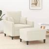 VidaXL Armchair with Footrest Cream 60 Cm Velvet, Sofa, Armchair, TV Armchair, Single Sofa, Seat, Recliner Sofa, 3201105