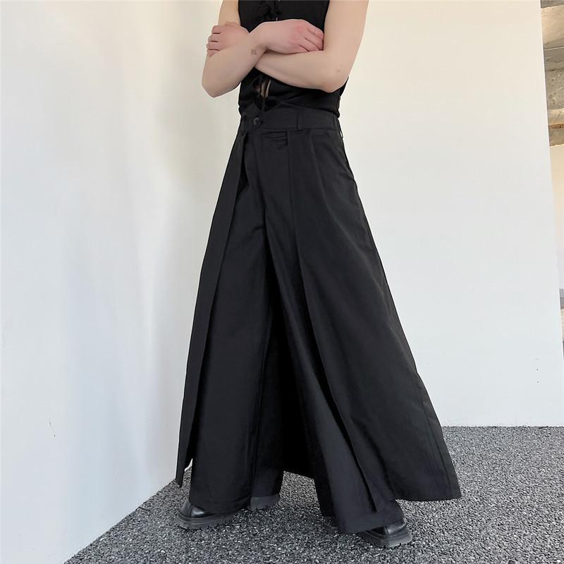 Pantalon Japonais Superposé Homme Jambe Large Hakama Y2k Pantalon Homme Esthétique Sombre Streetwear Vêtements Oversize