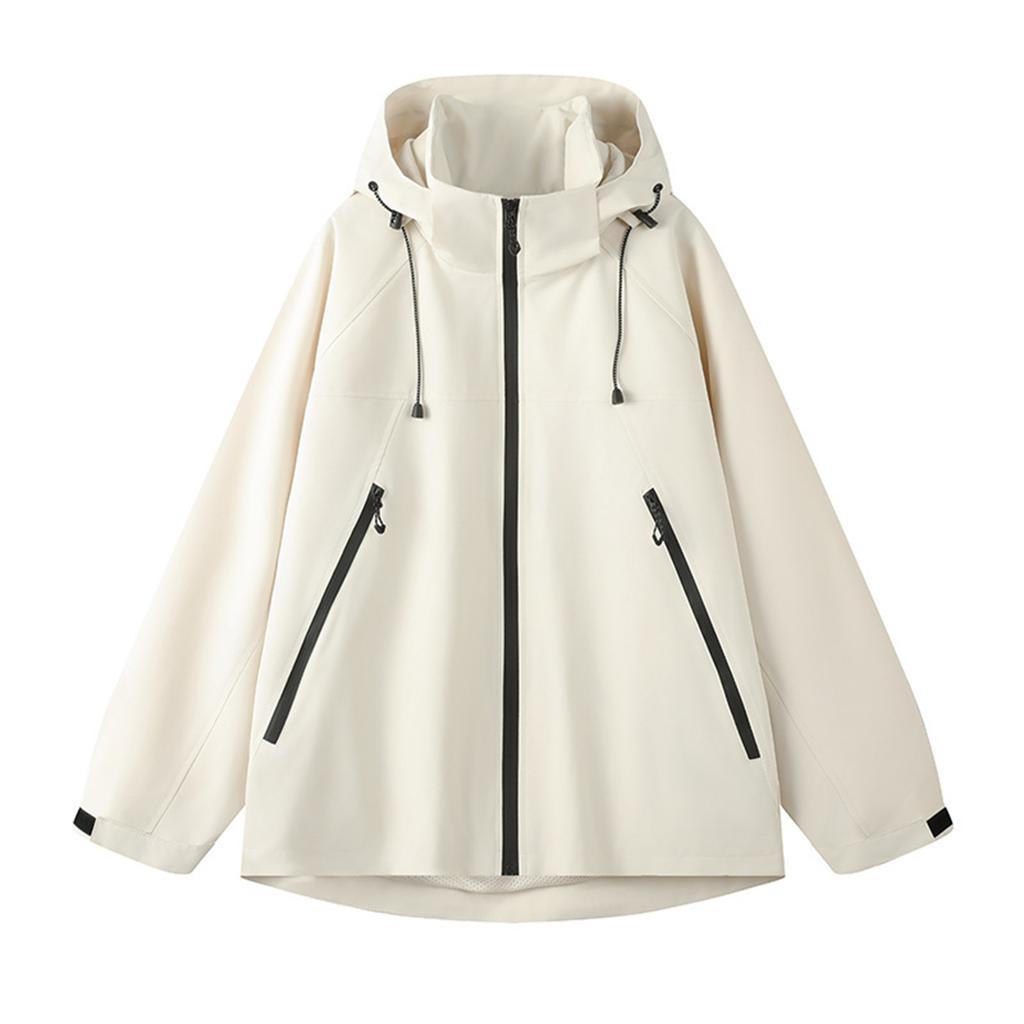 Women's Solid Color Long Sleeved Hooded Outdoor Suit Windproof And Waterproof Thin Jacket