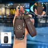 Metal Carbon Leather Car Remote Key Case Cover Shell For Mercedes Benz A C E S G Class GLC CLE CLA W177 W205 W213 W222 X167 AMG RW7