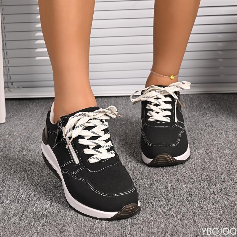 Fashion Spring Autumn New Style Slope Heel Fashion Single Shoes for Women Versatile Casual Sports Simple Thick Bottom Casual Shoes