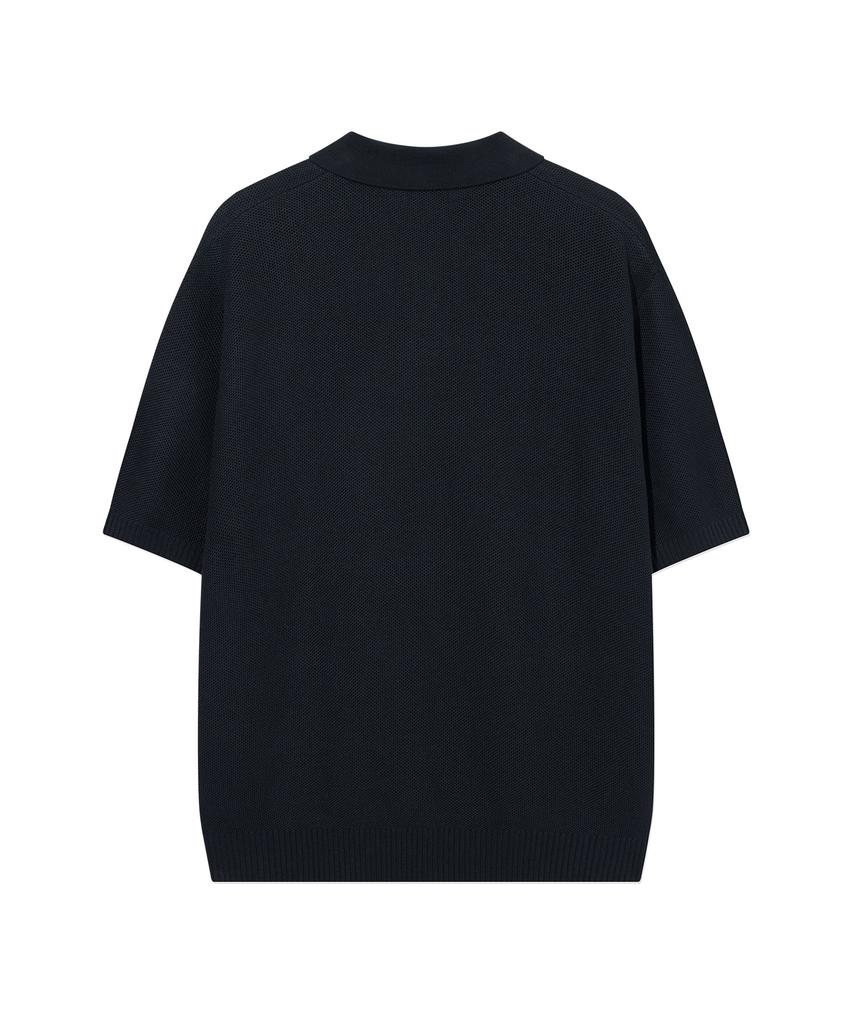 COVERNAT C Logo Collar Half Knit Dark Navy