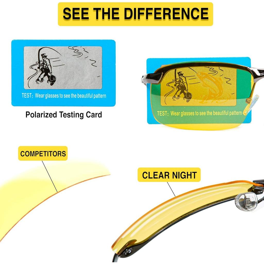 Night Driving Glasses Anti Glare Polarized - Night Vision Tac Glasses - Stylish Case for Driving Nighttime
