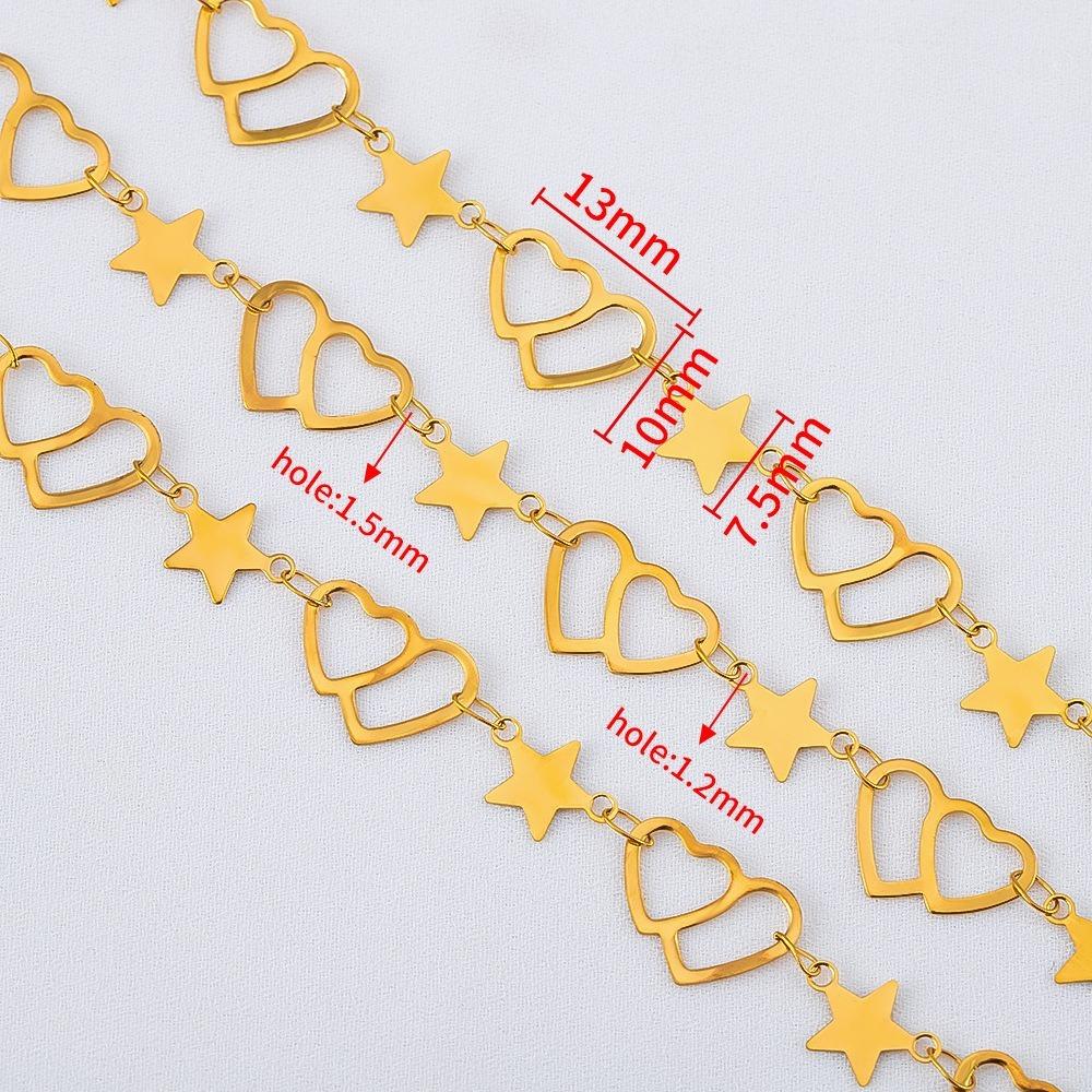 Stainless Steel Hollow Chain Flat Chain 1 Meter Length Heart Connecting Chain Love Moon Star Crown Chain Clothing Accessories