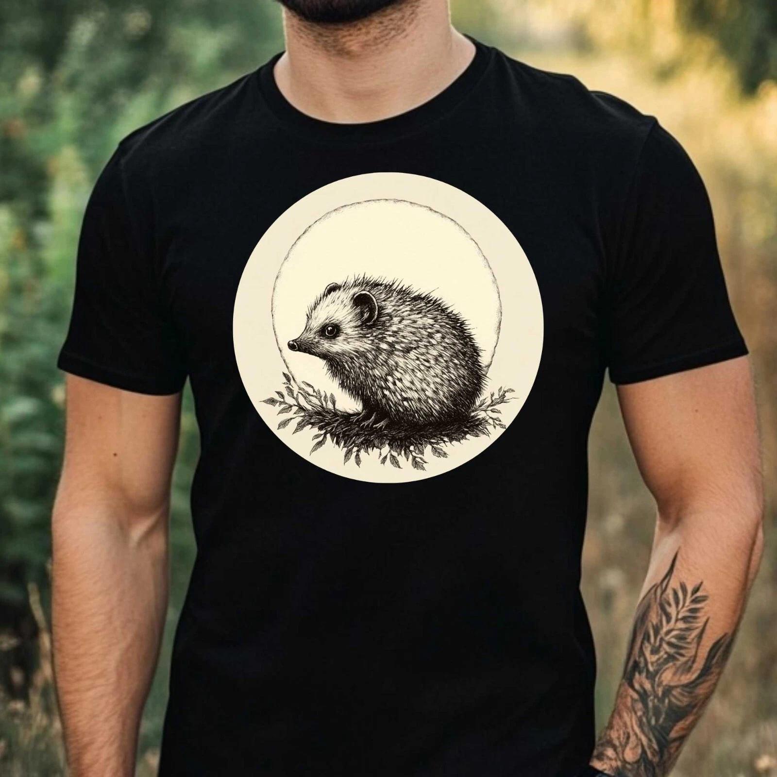 T-Shirt Herren Igel im Mondlicht Motiv Baumwolle Größe XS bis 5XL S