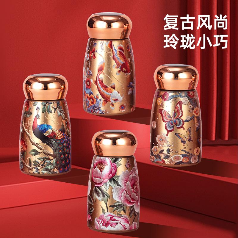 New Guochao Mini Thermos Cup High Value Intelligent Temperature Display Small Capacity Portable Water Cup Guofeng Ceramic Liner