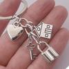 1pc Fashionable Iron Alloy Keychain with Heart, House, And Key Charms Classic Keyring for Bags Pendant Accessory Ideal Valentine'S Day Gift