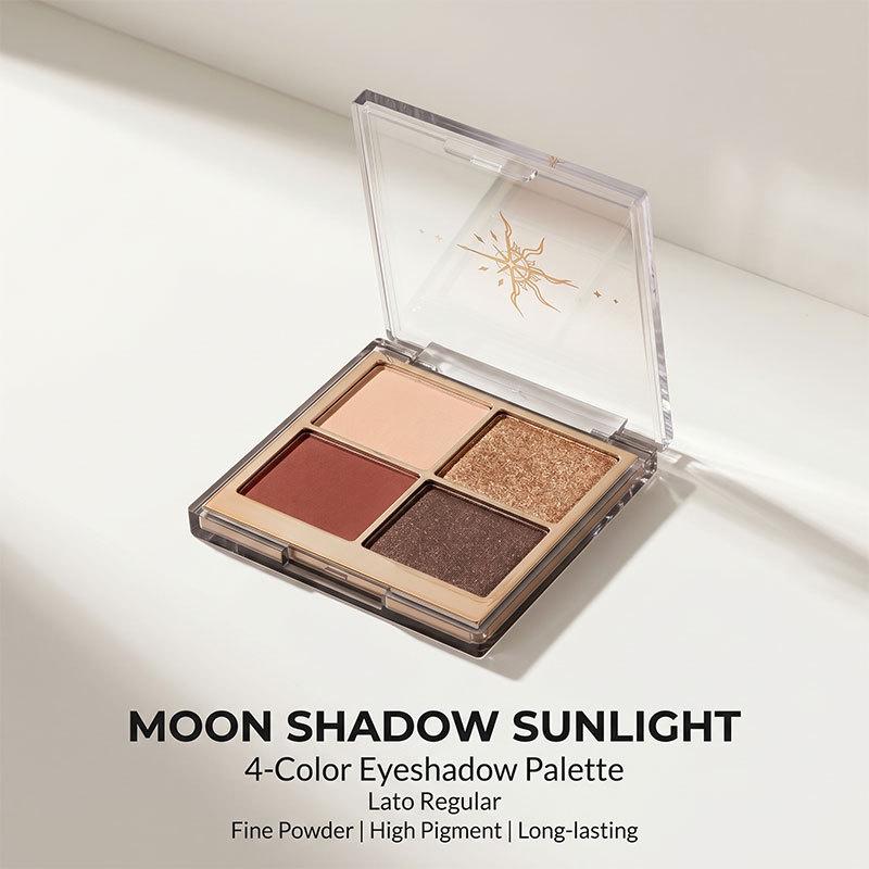 Moon Shadow Sunlit 4-Color Eyeshadow Palette: Waterproof, Sweatproof, Long-Lasting, Easy To Apply, Versatile for Everyday Use.