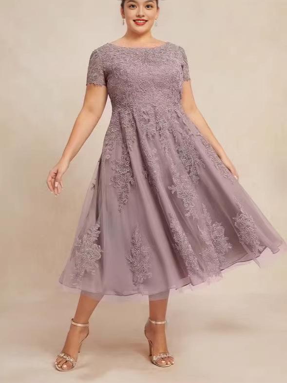 2026 Elegantes Spitzen-Patchwork-Abendkleid in Übergröße
