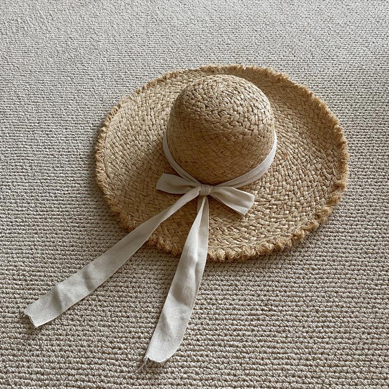 Lafite Straw Hat Women'S Rough Edge Hat, Summer Literary Sun Hat, Long-Term Stock, Fresh And Sweet Big Brim
