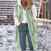Cappotto con cappuccio e tasca in peluche bifacciale, tinta unita, lunghezza media, maniche patchwork, da donna