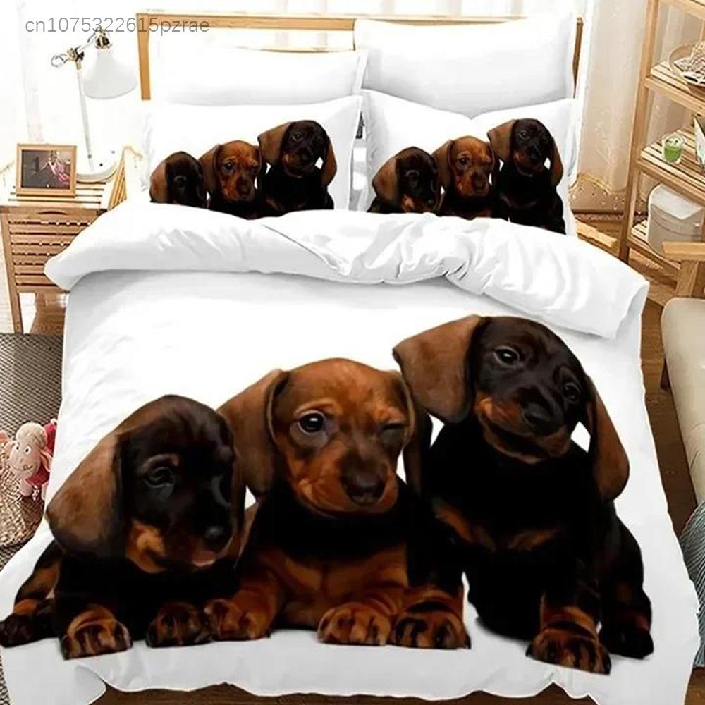 Cute Dog Lovely Puppy Pet Bedding Set 3D Printed Suitable For Bedroom Duvet Cover Set With Pillowcases Kids Home Textile