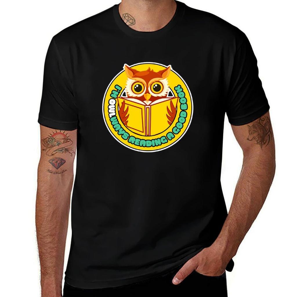 Owl Reading Tshirt Large Size Casual Short Sleeve Top Tshirt