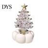 Small Desktop Christmas Tree Glazed Glass Ornament with Star Topper, Colorful for Home Art, Faux Crystal Tabletop Decor Office Art