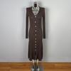 Elegant Slim-Fit Long-Sleeve Korean Knit Dress for Women