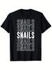 Bold SNAILS Vertical Repeat Graphic T Shirt Heavyweight Slight Stretch Crew Neck Regular Fit All Season Black and White Casual Tee for Gym Running Par