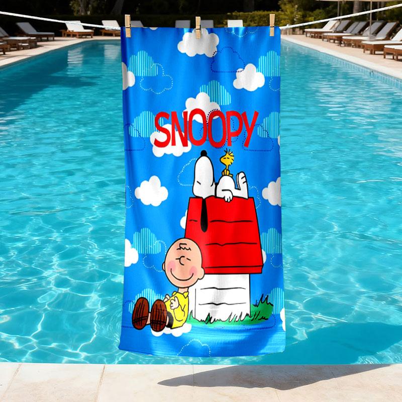 Snoopy Print Beach Towel Design, Soft, Lightweight. for Home Bathroom, Spa, Pool, Yoga, Surfing, Camping, Gift for Family, Friend