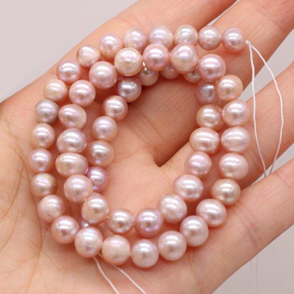 1 Filo, Perle d'Acqua Dolce Naturali AA, Perle Rotonde Fatte a Mano per Collane Fai-da-Te, Materiali per la Creazione di Gioielli 36cm