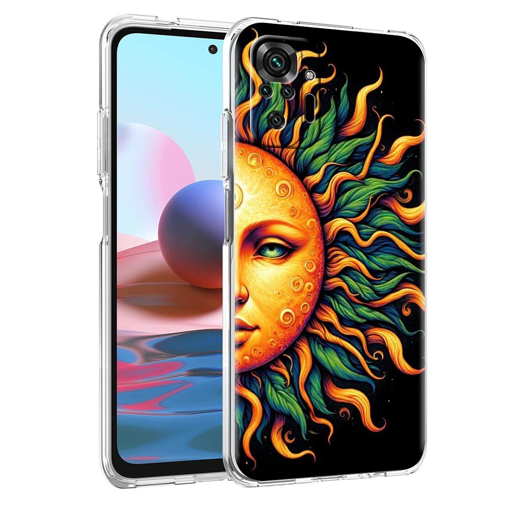 Moon Sun Transparent Phone Case for Redmi 13C 12C 10C Note 13 12 11 11T K40 Gaming Plus Pro 4G 5G Soft Cover Shell Fundas Capas