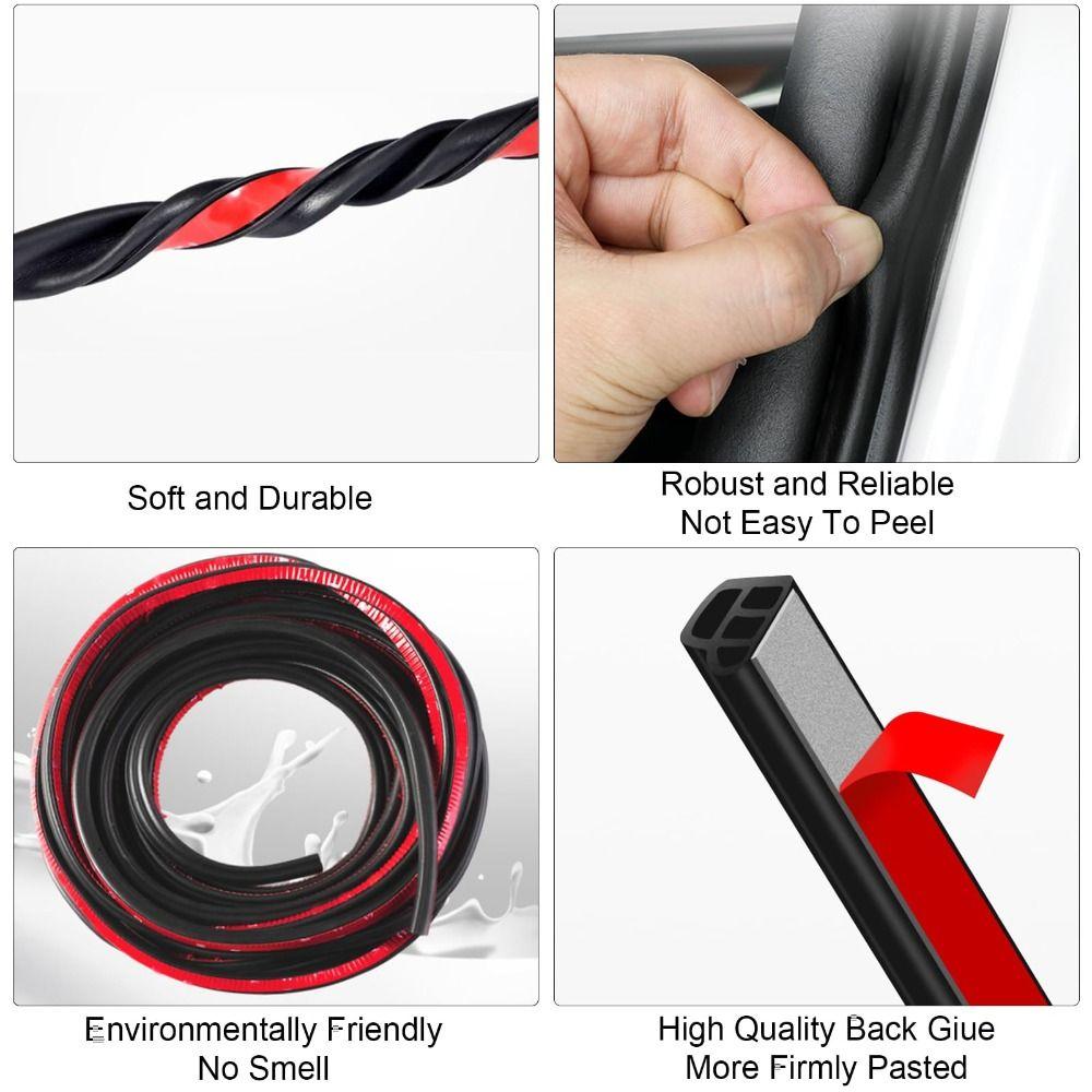 Durable 5/10M Car Door Seal Strips 2 Layer Rubber Car Silent Sealing Strip Heat Insulation Dustproof Car Door Seal Automobiles