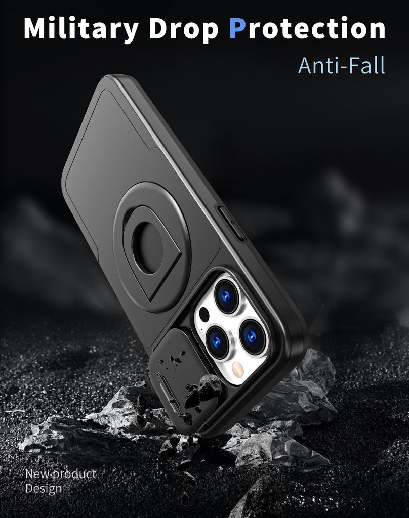 Stand Holder Armor Magnetic for Magsafe Case for iPhone 15 14 13 12 11 Pro Max 15Plus X XS XR 7 8 Push Pull Slide Camera Cover