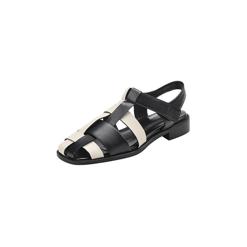 Sommer Damen Flachsohlen-Sandalen hohl bequem weichsohlig lässig schwarz Übergröße Schuhe neue niedrigabsatzige Strandsandalen Damen