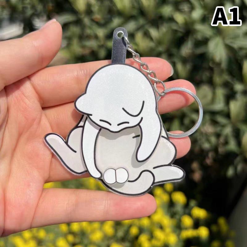 Creative Pull Play Egg Cat Keychain Pendant Cute And Funny Rotatable Acrylic Bag Pendant For Women Keyring Purse Bag Accessory