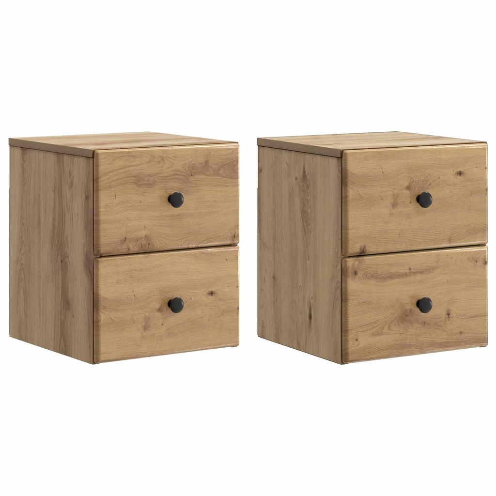 Wall Mounted Nightstand 2 Pcs Artisan Oak 34.5 X 33 X 40 Cm