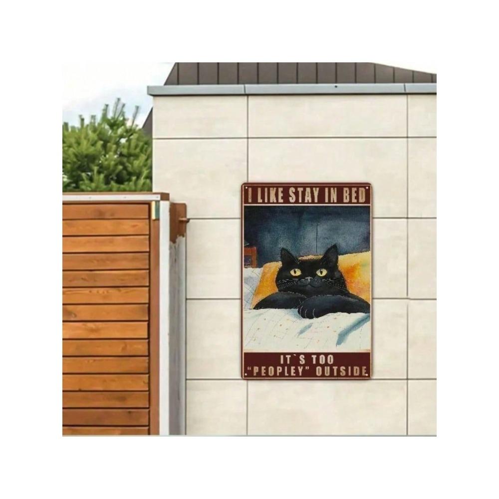 Vintage Black Cat Metal Wall Art Retro Tin Sign Decor for Bedroom Living Room