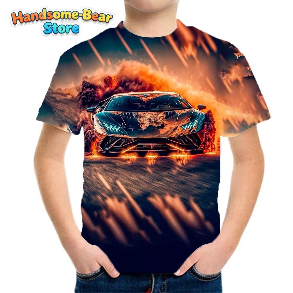 Kids Clothes Boys Tshirt Short Sleeve Stylish Car Racing Graphic T Shirts Children Summer Clothes Casual Streetwear Boys Clothes