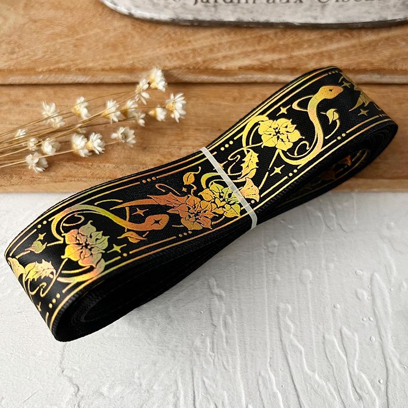 2.5cmx4.5m/Roll Packaging Ribbons Decorative Multiple Colors Brooch Badge Hot Stamping Pattern Headwear Hat Cartoon Gift Box
